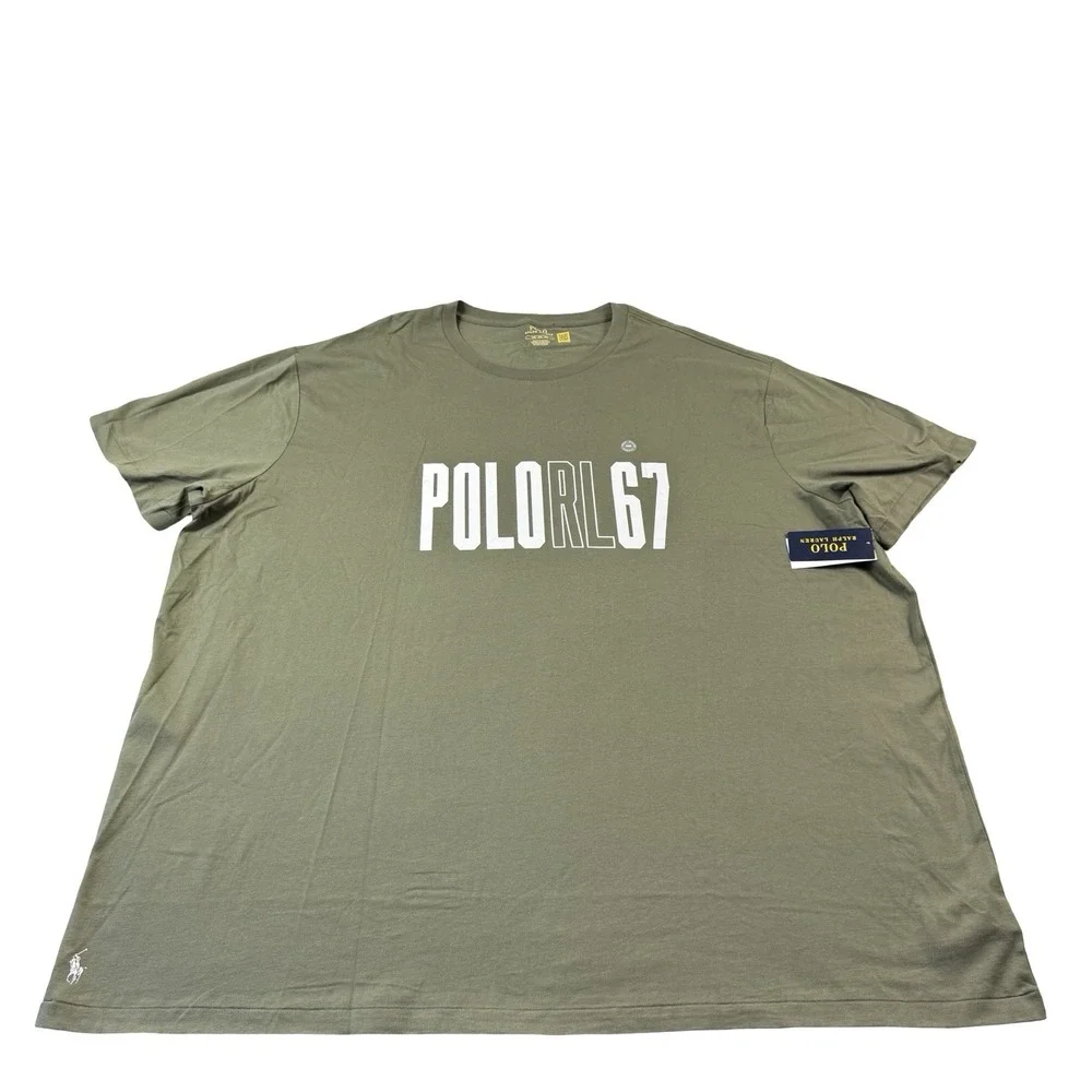Polo Ralph Lauren Army Green RL67 Cotton S/S Mens T Shirt Size 4XLB NWT